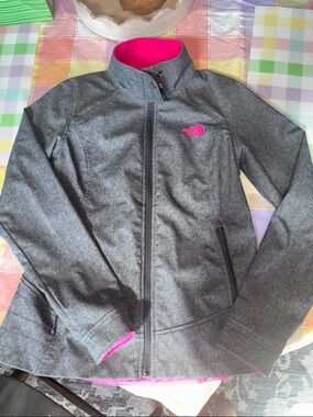 The North Face women’s Gray Jacket with Pink Accents